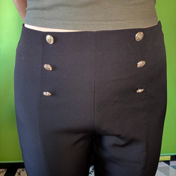 Elegant comfortable black trousers with gold buttons / XL / Never Worn - Picture 5 of 5